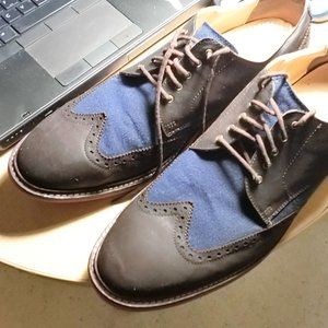 leather and canvas oxford shoes